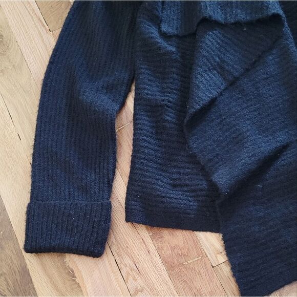 NWT Nine West Wool Blend Large Drapey Rib Cardigan Black - Picture 5 of 6